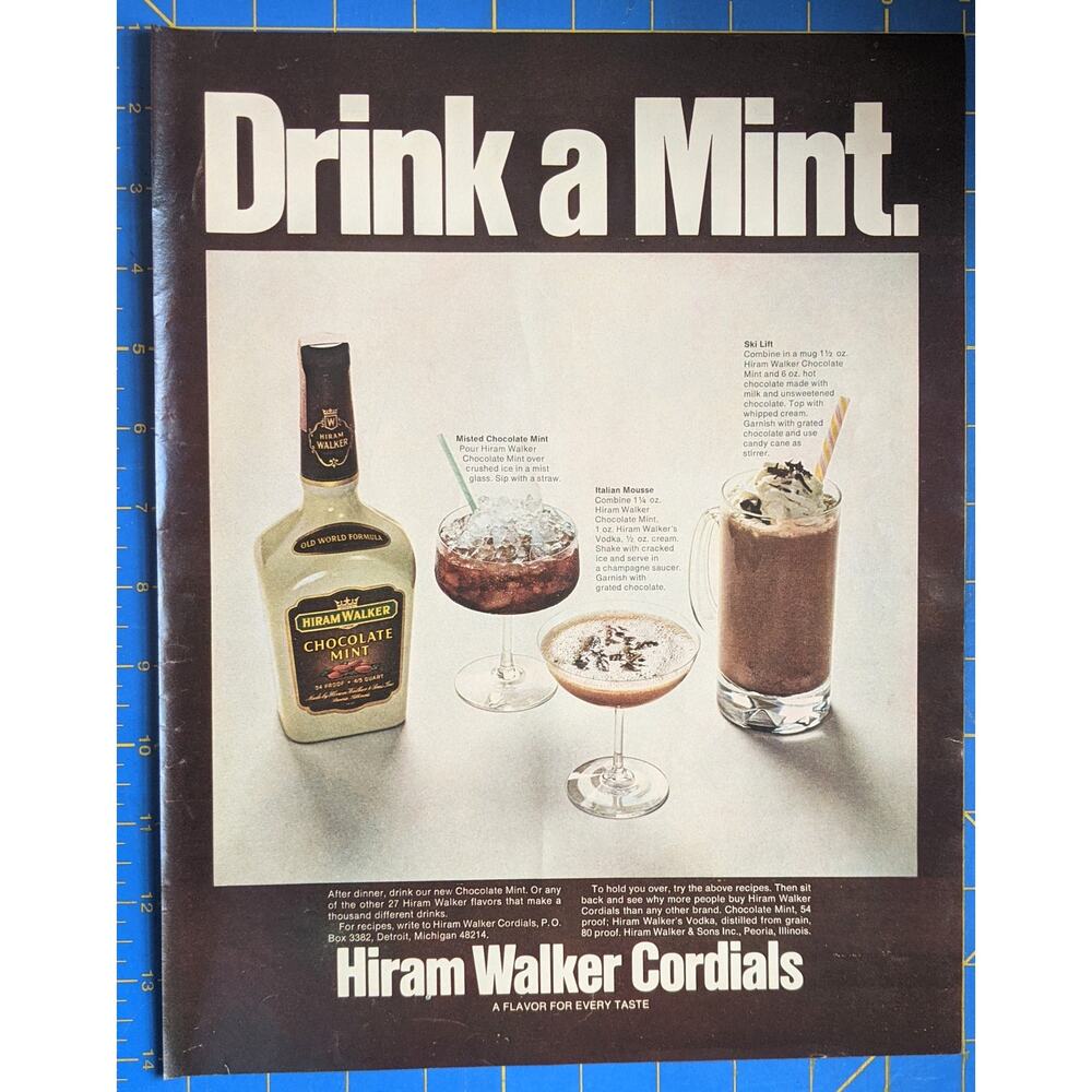 Vintage Print Ad 1978 Hiram Walker Mint Drink